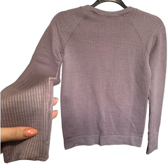 Lululemon Rest Less Pullover Sweatshirt Ribbed Seamless Thumbholes Purple Size 4 - Picture 6 of 11